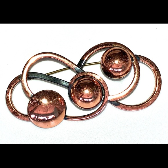 VINTAGE One of A Kind Handmade Handcrafted Copper Brooch Pin Artwear - Picture 3 of 5